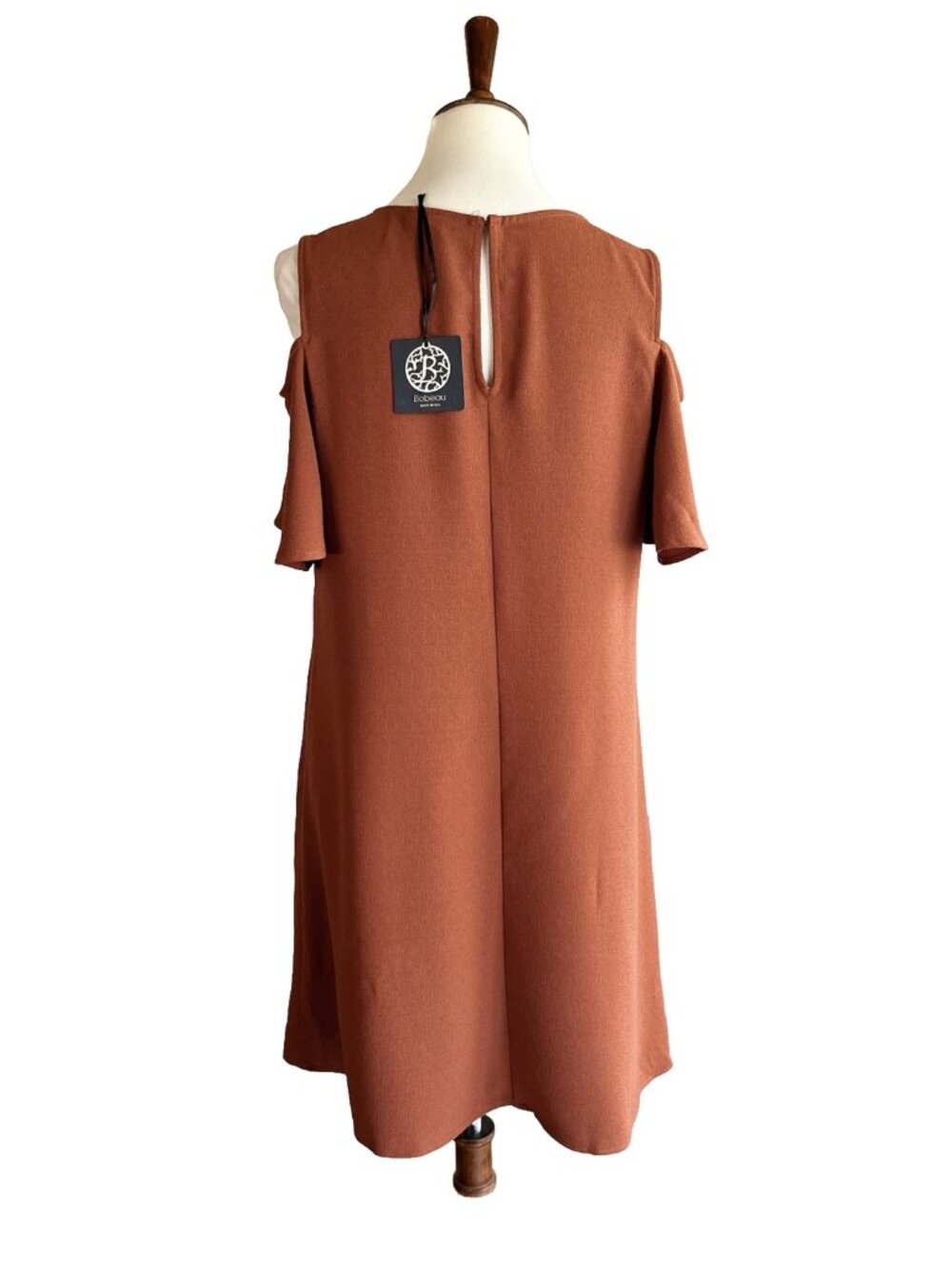 Bobeau Womens Crew Neck Cold Shoulder Shift Dress Size M - Picture 15 of 16